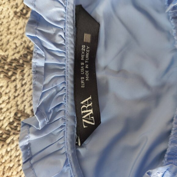 ZARA Baby Blue Broderie Ruffle Top Blouse - Picture 9 of 9